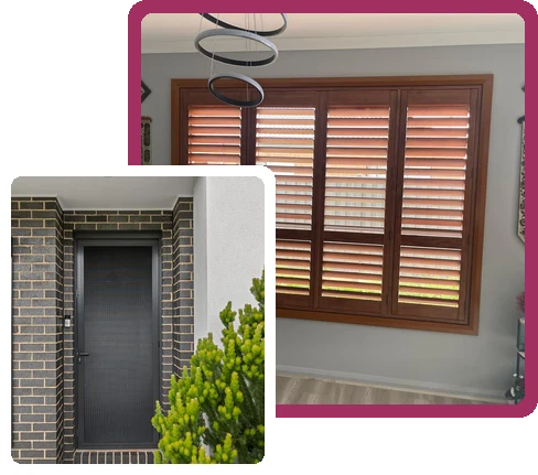 Plantation shutters and a security door installed by Galaxy Blinds