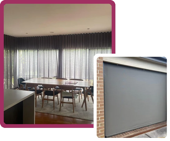 Curtains and an outdoor blind installed by Galaxy Blinds